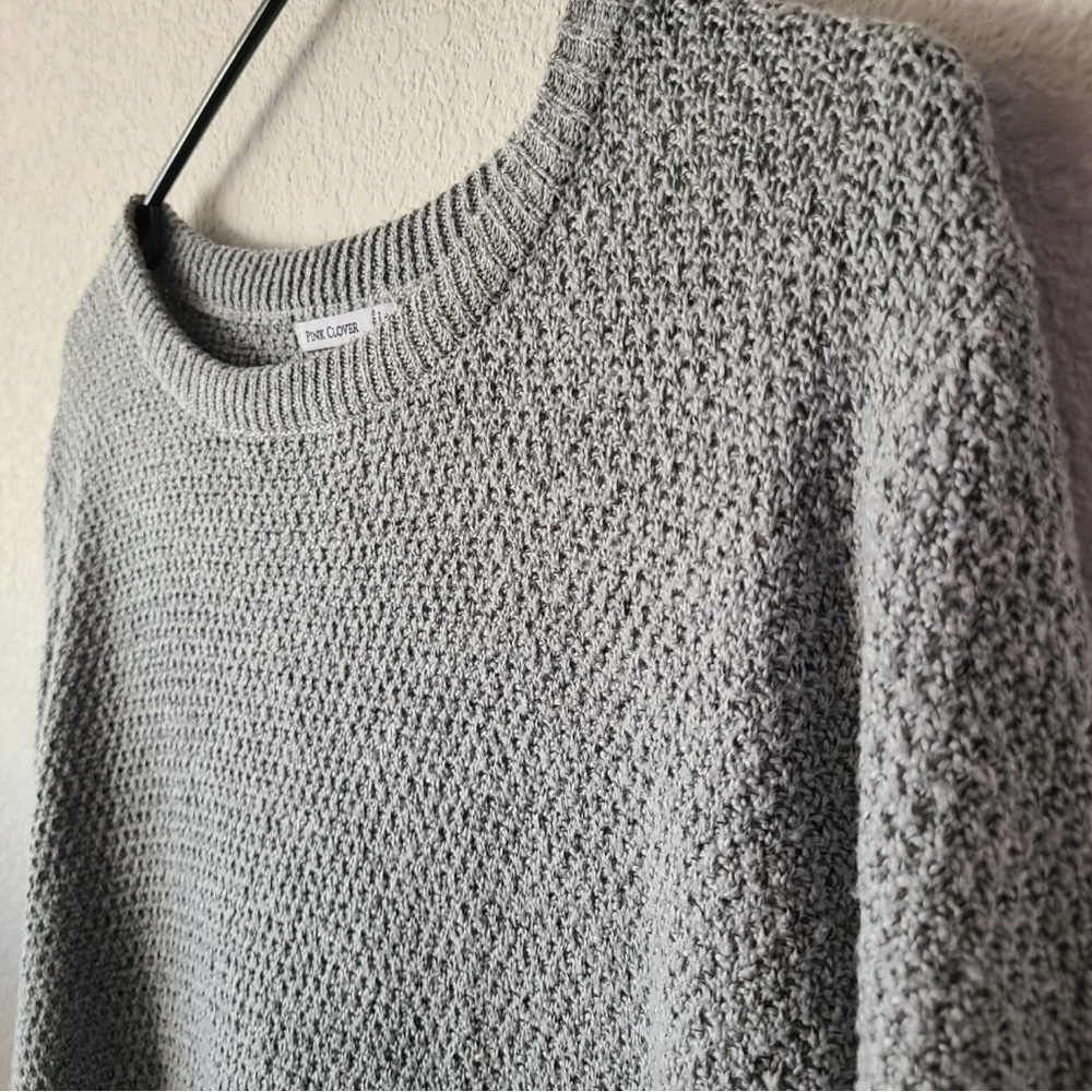 Pink Clover Light Gray Women's Crew Neck Sweater - Picture 4 of 8
